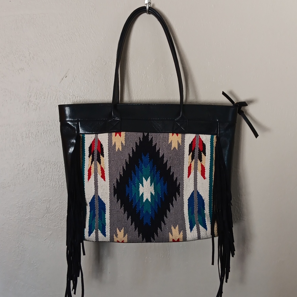 Ecotorie Bleu Leather Western Large Tote